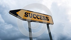 Signboard and arrow with the word - Success
