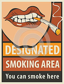 Signboard designated smoking area