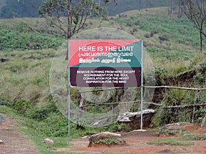 Signboard at Eravikulam National Park, Kerala, India