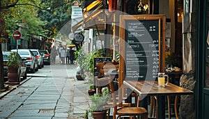 Signboard menu of eatery on street photo