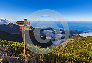 Signboard Pico Ruivo in Madeira Portugal