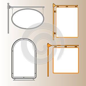 Signboard Signage Mock up isolated vector set icons.