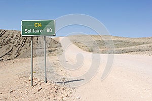 Signboard of Solitaire in the desert, Namibia