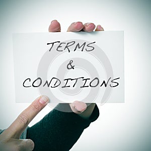 Signboard with the text terms and conditions