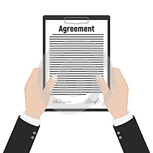 Signed agreement with pen