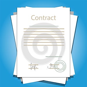 Signed paper deal contract agreement business vector illustration photo