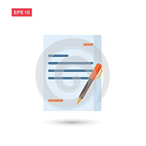 Signed paper deal contract icon agreement pen on desk isolated