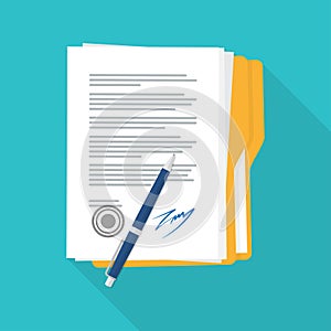 Signed paper deal contract icon