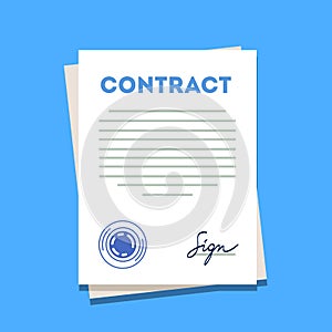 Signed and stamped contract paper icon