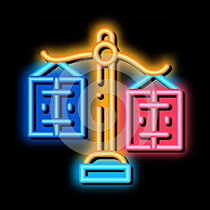 significance preponderance of different products neon glow icon illustration photo