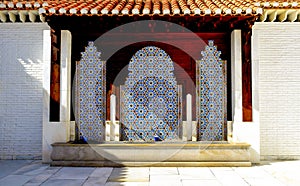 Significant example  of Hispano - Moresque tiles admired in Alhambra and Granada, Spain. Geometry as a key concept in the Islamic