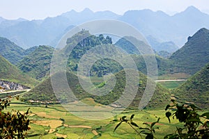 Significant mountain couple named & x27;Nui Doi& x27;, Quan Ba, Ha Giang, Vietnam