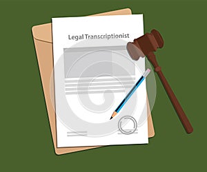 Signing agreement letter of legal transcriptionist illustration