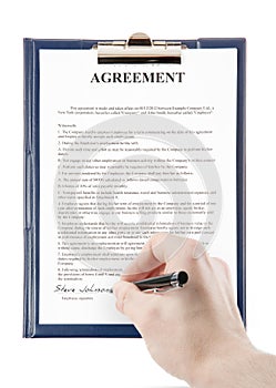 Signing a contract (agreement) isolated