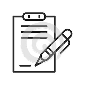 Signing a contract icon vector sign and symbol isolated on white