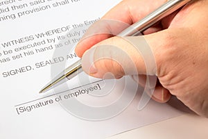 Signing an employment contract