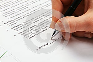 Signing a generic license agreement photo