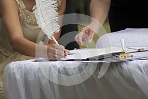 Signing of marriage certificate