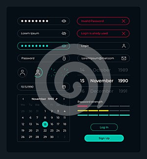 Signing up UI elements kit