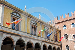 Signoria Square Piazza dei Signori - one of the central historical squares, Verona, Italy