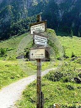 Signpost in Bavaria at Koenigssee