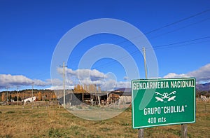 Signpost of the Cholila Police Station, those been chasing Cassidy and Sundance Kid photo
