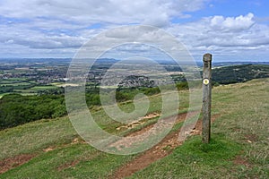 Signpost on The Cotswold Way near Cheltenham, Gloucestershire, England