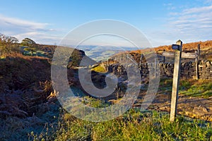 Signpost in the Curbar Gap, between Curbar Edge and Baslow Edge.