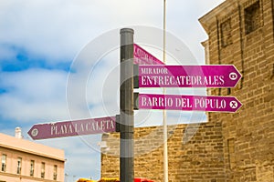 Signpost in CÃ¡diz promenade behind the CÃ¡diz Cathedral photo