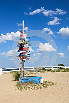Signpost with Destination Mileage photo
