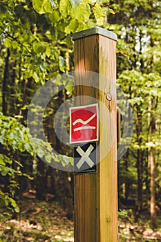 Signpost. Direction guide of Rothaarsteig in Germany photo