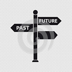Signpost Icon - Vector Illustration - Past And Future Concept - Isolated On Transparent Background