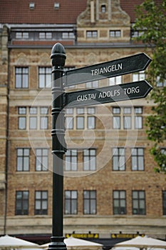Signpost in Malmo, Sweden