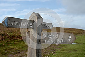 Signpost on Selworthy Beacon, Exmoor, North Devon