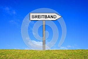 Signpost showing Broadband german