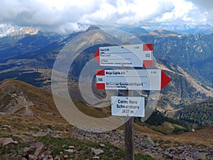 Signpost showing directions in Italy