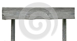 Signpost signboard wooden plank closeup grey horizontal isolated