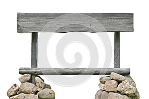 Signpost signboard wooden plank closeup grey horizontal isolated
