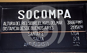 The signpost of Socompa on the border of Argentinia and Chile