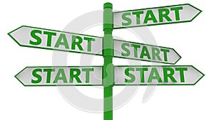 Signpost with start concept