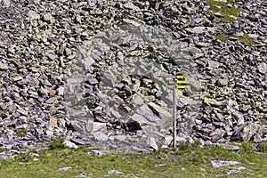 Signpost with stone background