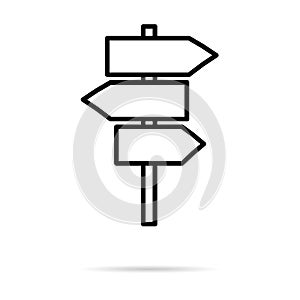 Signpost street vector illustration, road arrow symbol isolated on white background, web pointer