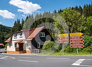 Signpost in the Thuringian Forest Nature Park