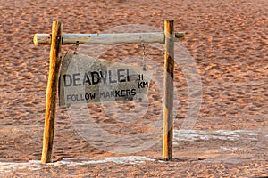 Signpost to Hidden Vlei in Namib desert