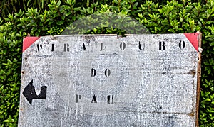 Signpost to hiking in Serra Devassa, SÃÂ£o Miguel Island, Azores, Portugal, Europe photo