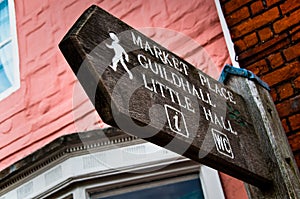 Signpost to Market place, Guildhall