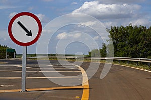 Road sign on the roads of Brazil, countryside photo