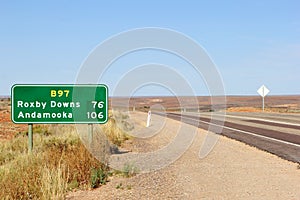 Direction signs to Roxby Downs and Andamooka, Outback of South Australia