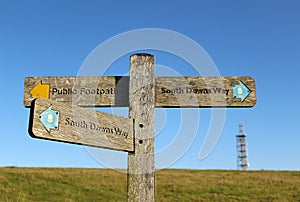 Signpost to the South Downs Way