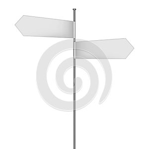 Signpost with two multidirectional white blank arrows. Vector mock-up